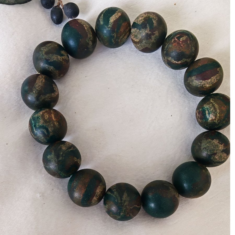 Autumn Dew bracelet, large marbled green beads